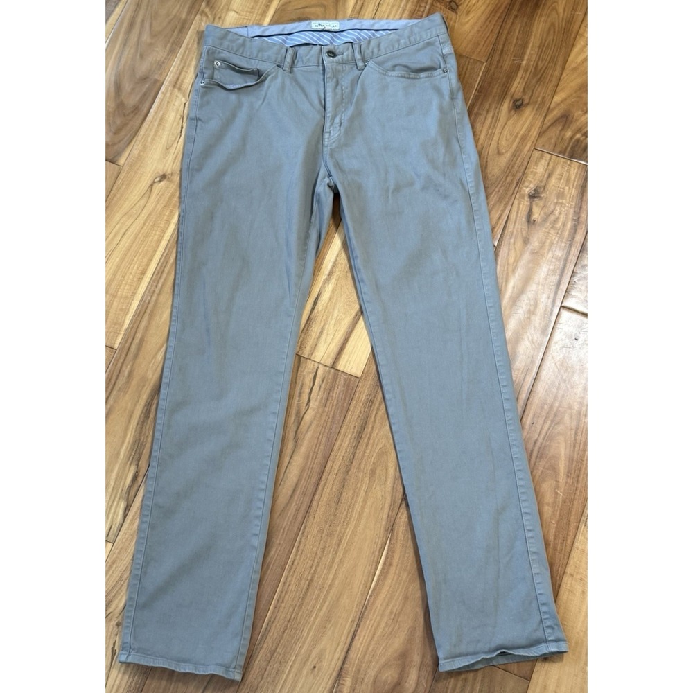 Peter Millar Pants Mens 34 Gray Five-Pocket Stretch Casual Chino Cotton Modal